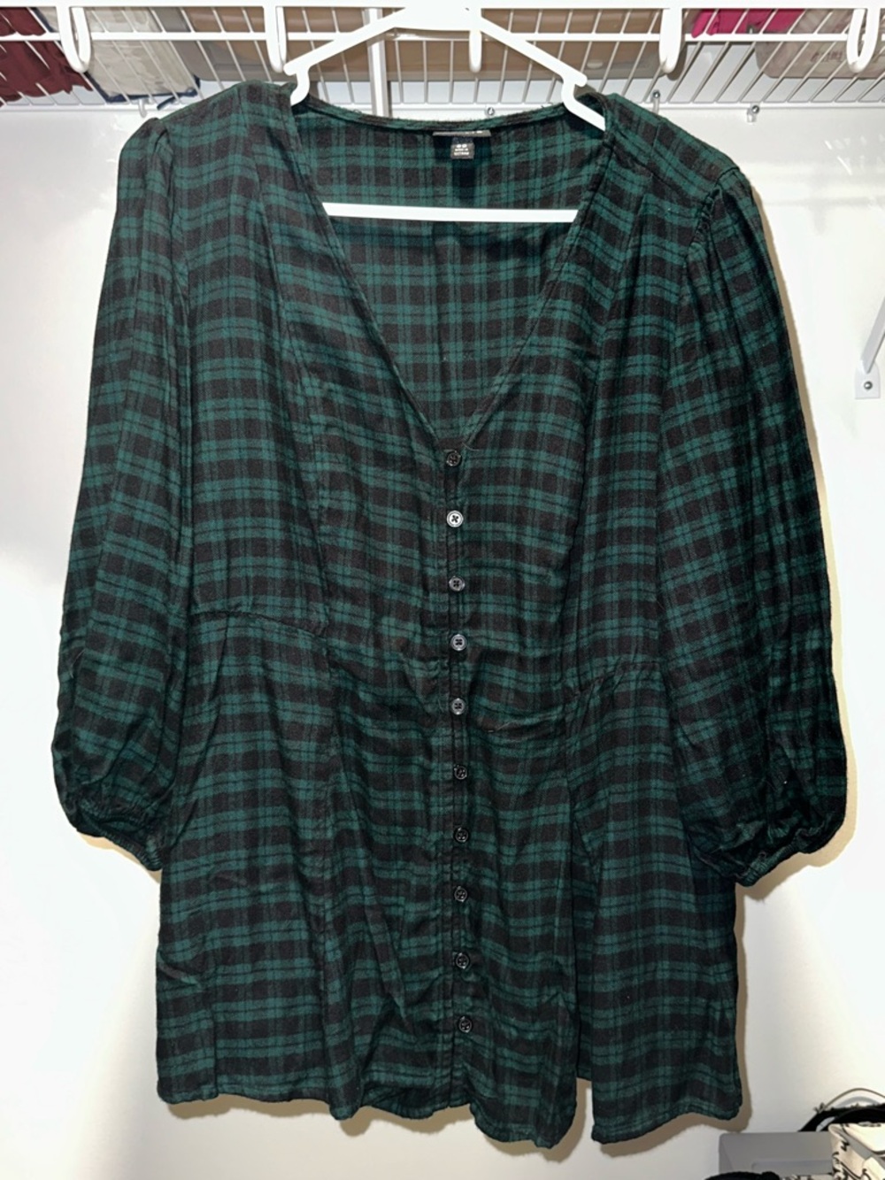 torrid Black and Teal Plaid Button-Up Top